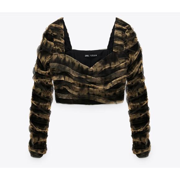 ZARA Corsetry Tulle Crop Top Size X-Small NWT - Picture 2 of 9